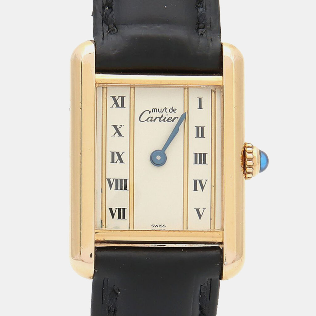 Cartier Tank Must W1003053 Quartz Gold Plated Silver Womens Wristwatch 20.5 mm Cartier Tank Must W1003053 Quartz Gold Plated Silver Womens Wristwatch 20.5 mm