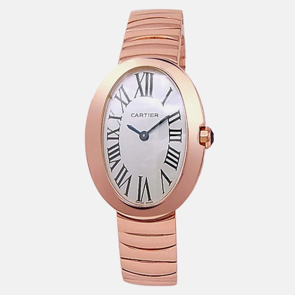 Cartier Baignoire W8000005 Quartz Silver Dial 18k Rose Gold Women's Wristwatch 23 mm Cartier Baignoire W8000005 Quartz Silver Dial 18k Rose Gold Women's Wristwatch 23 mm