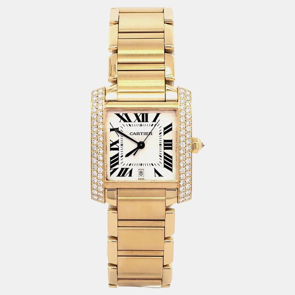 Cartier Tank Francaise WE101051 Automatic Factory Diamond Dial 18k Yellow Gold Women's Wristwatch 28 mm Cartier Tank Francaise WE101051 Automatic Factory Diamond Dial 18k Yellow Gold Women's Wristwatch 28 mm