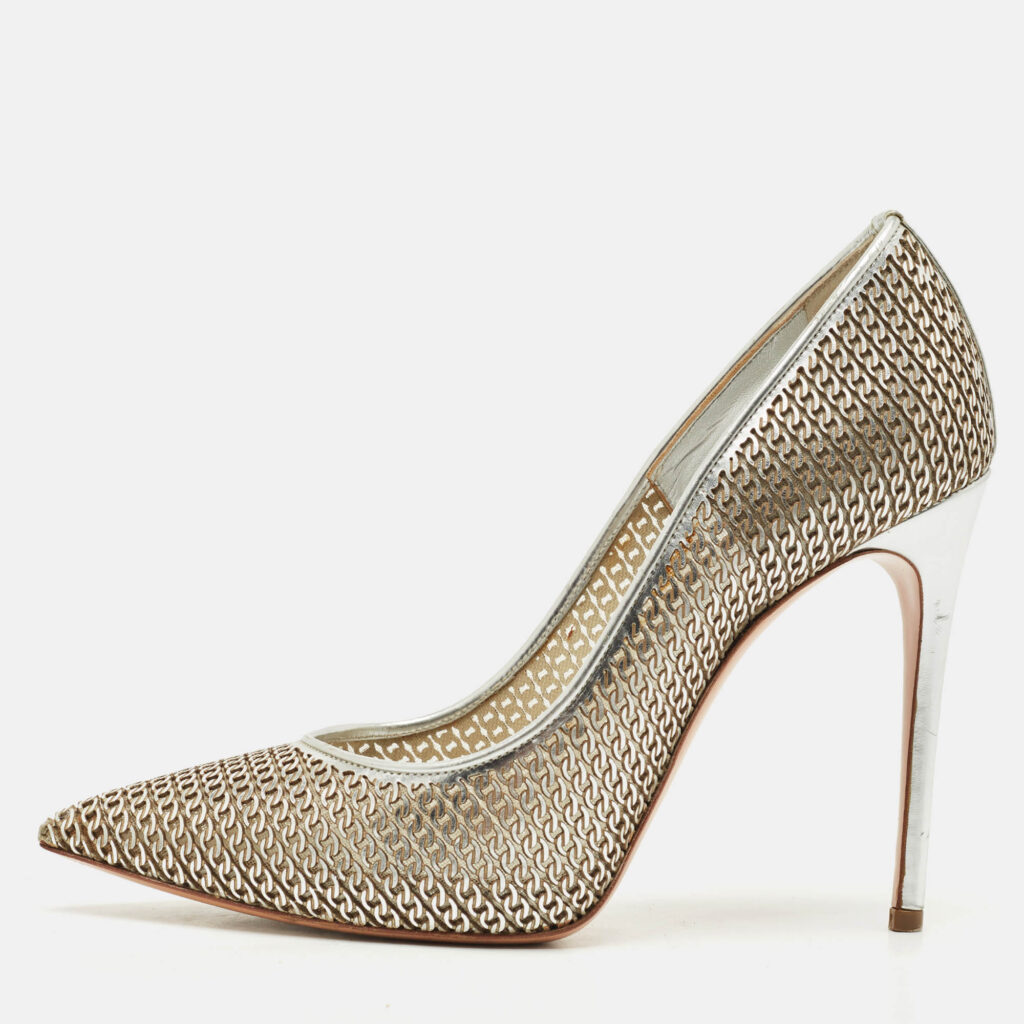 Casadei Silver Leather Pointed Toe Pumps Size 38 Casadei Silver Leather Pointed Toe Pumps Size 38