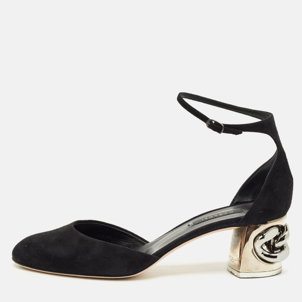 Casadei Black Suede Mary Jane Pumps Size 39.5