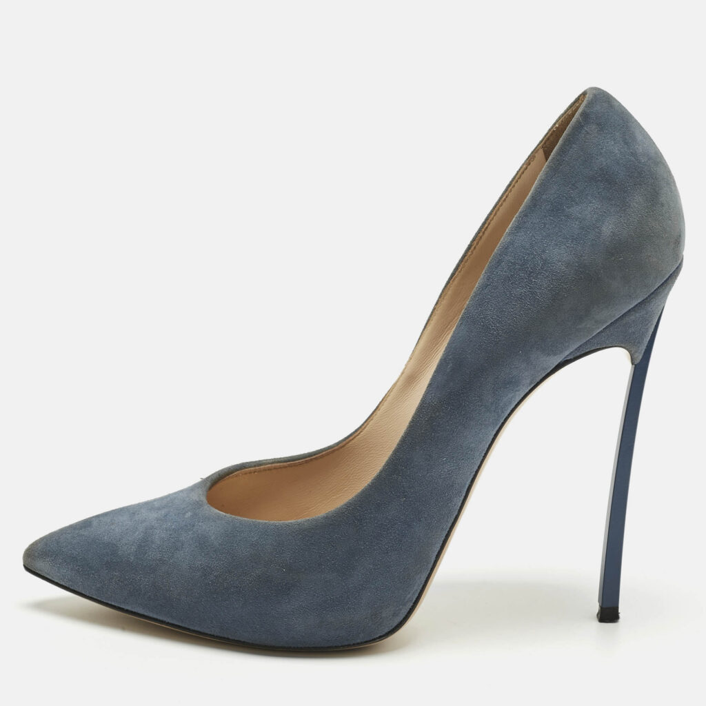 Casadei Blue Suede Blade Pointed Toe Pumps Size 40 Casadei Blue Suede Blade Pointed Toe Pumps Size 40
