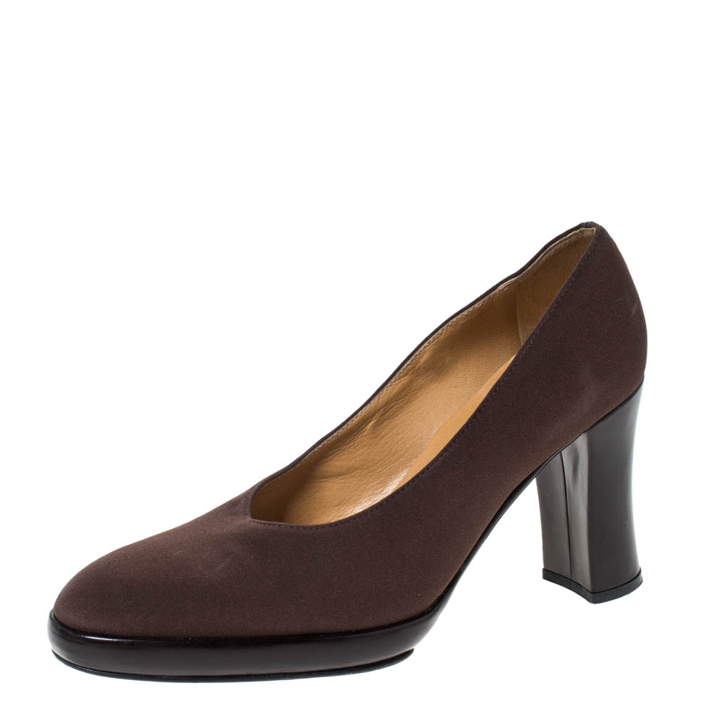 Casadei Brown Fabric Platform Pumps Size 35 Casadei Brown Fabric Platform Pumps Size 35