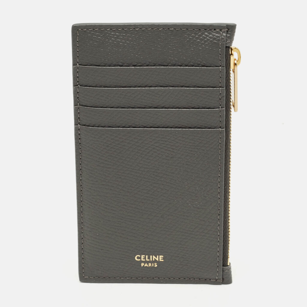 Celine Grey Leather Zip Card Holder Celine Grey Leather Zip Card Holder