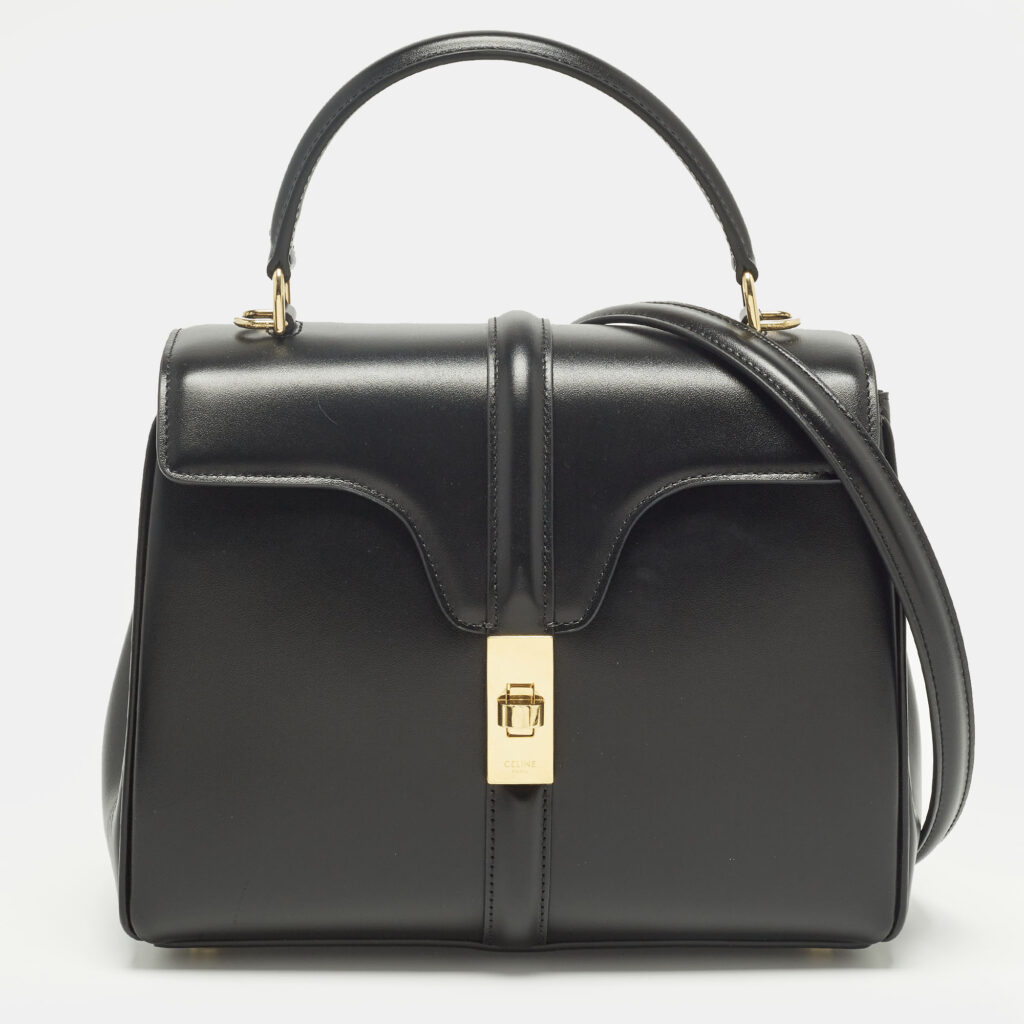 luxury-women-celine-new-handbags-p1251138-013-1.jpg Celine Classique 16 Small Black Leather Top Handle Bag
