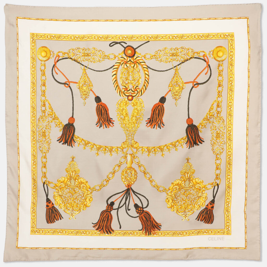 Celine Multicolor Tassel Print Silk Scarf Celine Multicolor Tassel Print Silk Scarf
