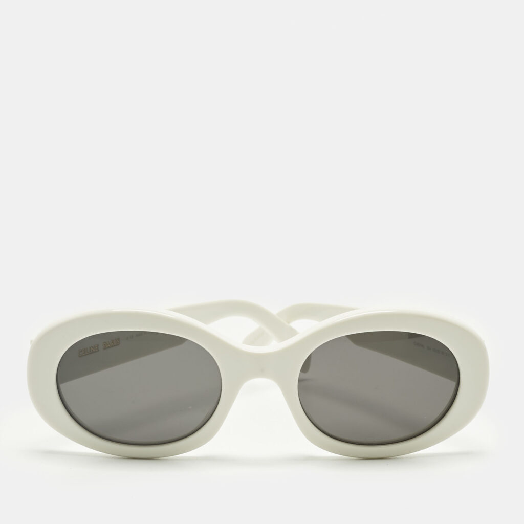 Celine White/Black CL40194U Triomphe Oval Sunglasses Celine White/Black CL40194U Triomphe Oval Sunglasses