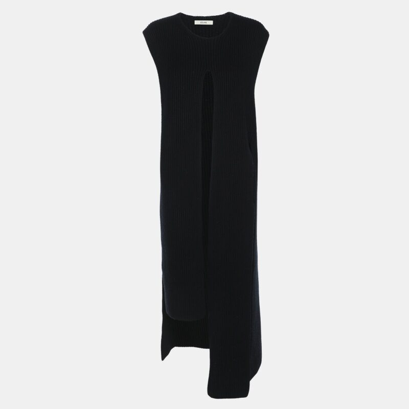 Celine Navy Blue Wool Rib Knit Dress S Celine Navy Blue Wool Rib Knit Dress S