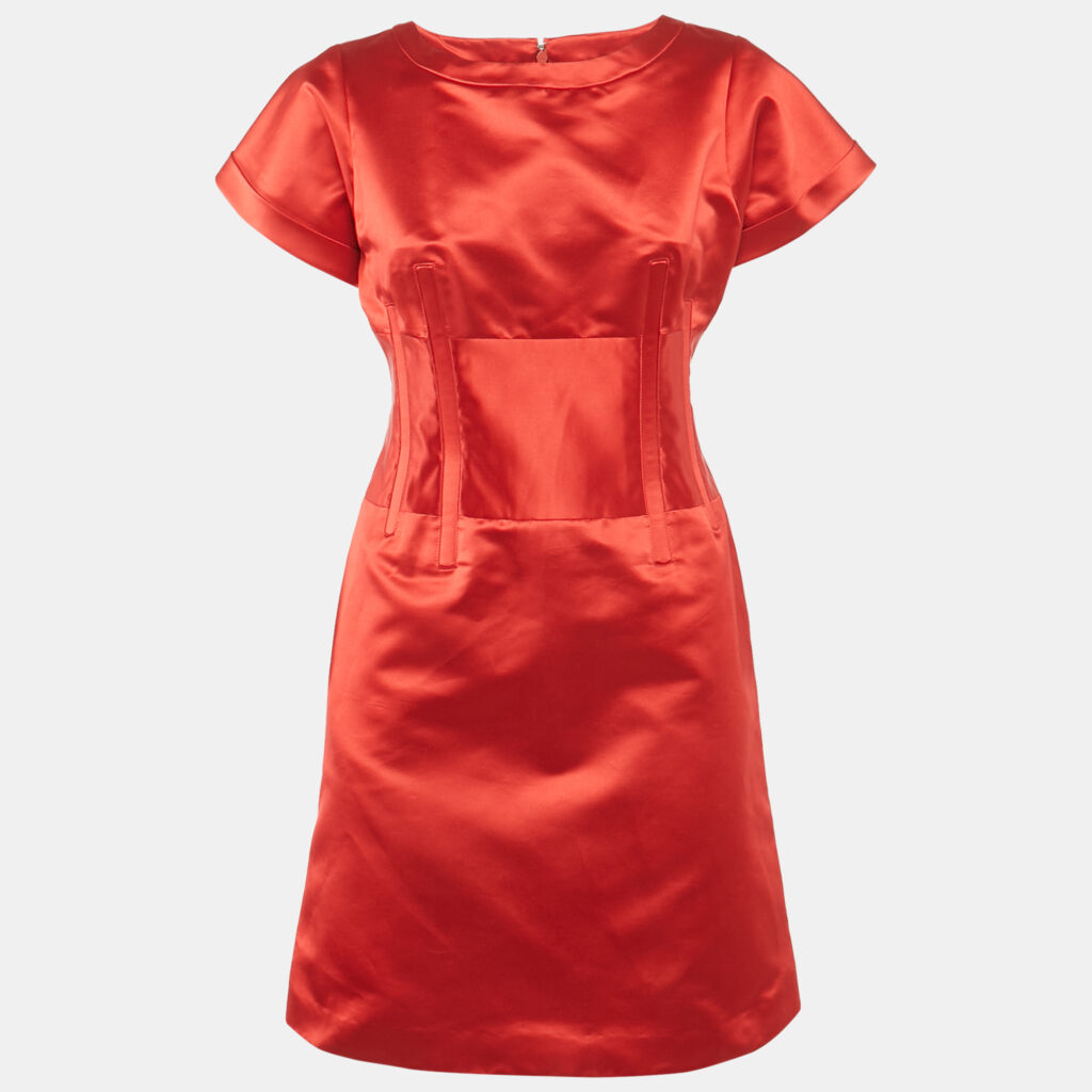 Celine Red Satin Corset Mini Dress M Celine Red Satin Corset Mini Dress M