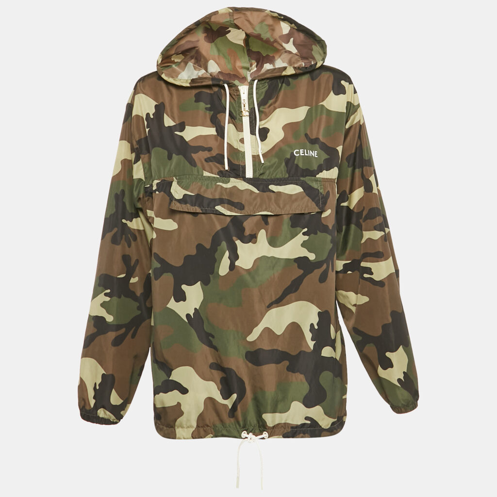 Céline Brown Camouflage Print Synthetic Mountain Hoodie S