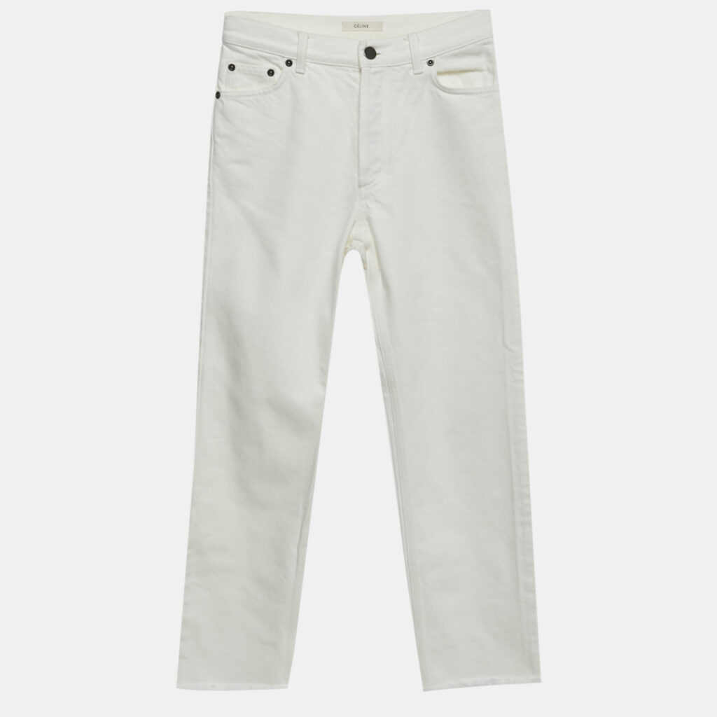 Celine White Denim Raw Edge Hem Jeans S Waist 25"