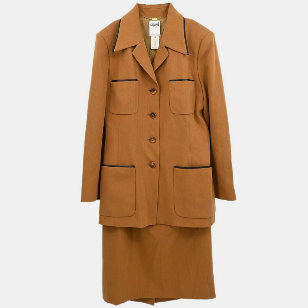 Celine Setup Suit Jacket Skirt Brown #42 Celine Setup Suit Jacket Skirt Brown #42