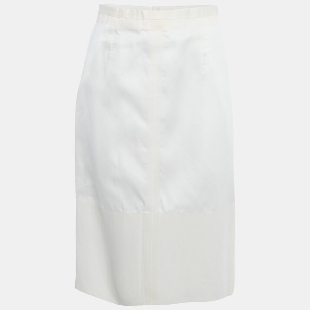 Celine White Cotton Structured Midi Skirt M Celine White Cotton Structured Midi Skirt M