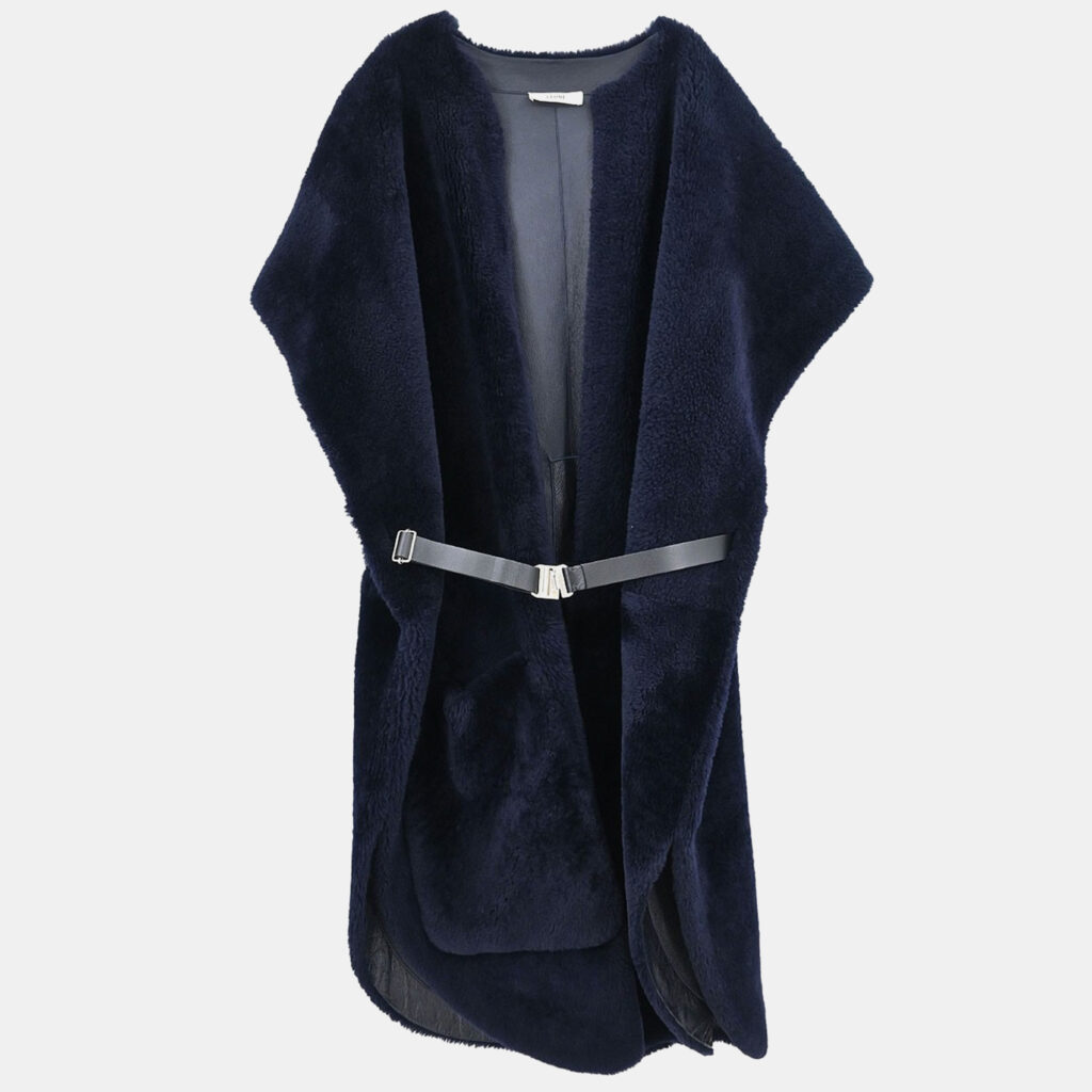 luxury-women-celine-used-clothes-p1242095-010.jpg Celine Sleeveless Long Vest Jacket Navy #S