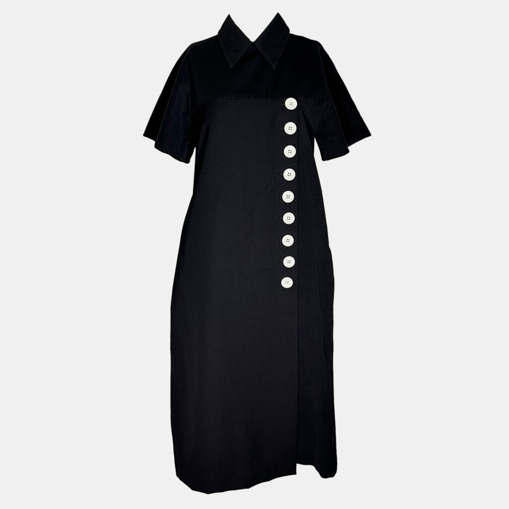 Celine Black Denim White Button Dress Celine Black Denim White Button Dress