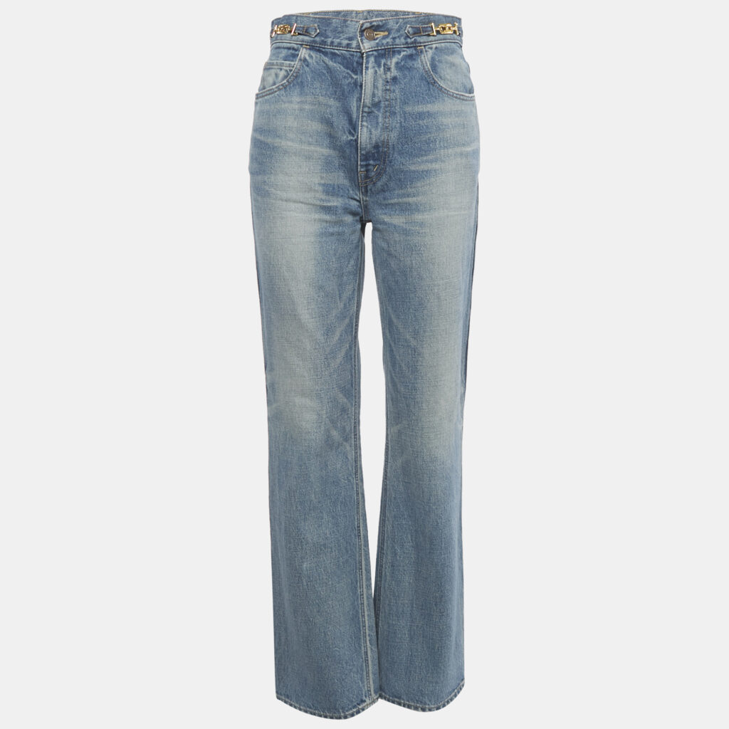Celine Blue Faded Denim Straight-Leg Jeans M/Waist 26" Celine Blue Faded Denim Straight-Leg Jeans M/Waist 26"