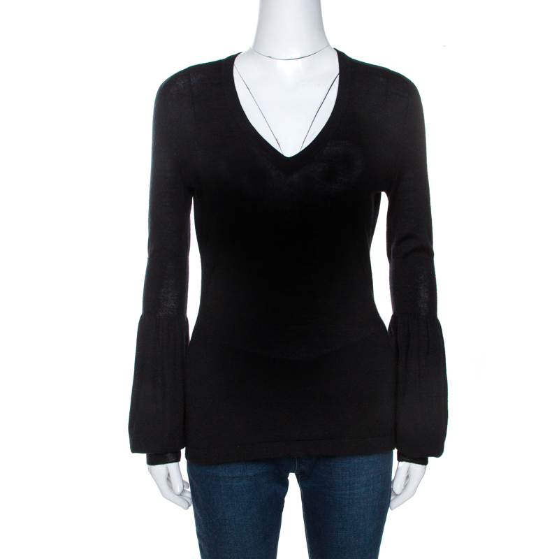 Celine Black Cashmere Knit Long Sleeve Top M Celine Black Cashmere Knit Long Sleeve Top M