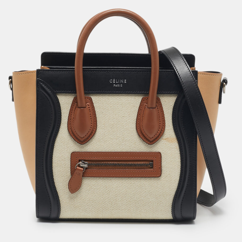 Celine Multicolor Leather and Fabric Nano Luggage Tote Celine Multicolor Leather and Fabric Nano Luggage Tote