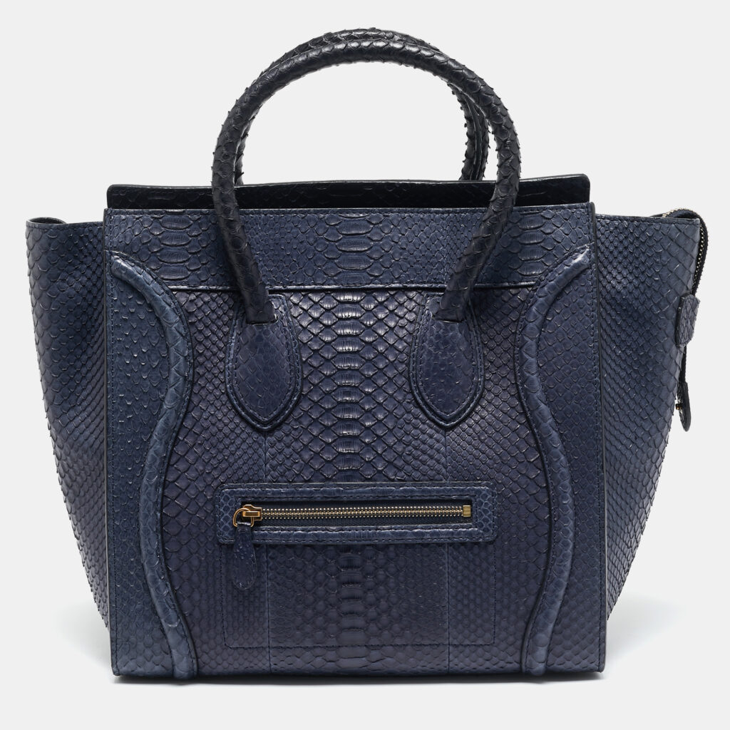 Celine Navy Blue Python Mini Luggage Tote Celine Navy Blue Python Mini Luggage Tote