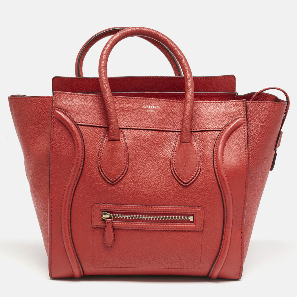 Celine Red Leather Mini Luggage Tote Celine Red Leather Mini Luggage Tote
