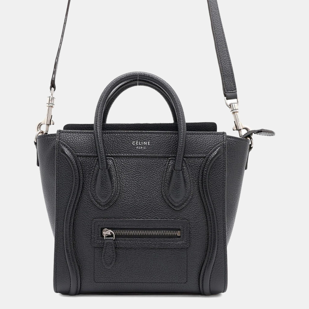 Celine Luggage Shopper Nano Black Leather Tote Bag Celine Luggage Shopper Nano Black Leather Tote Bag