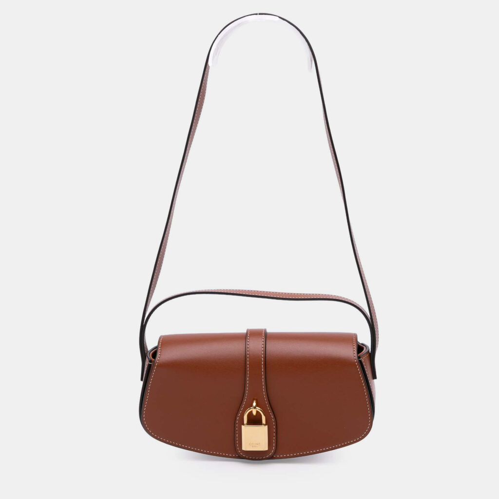 Celine Brown Smooth Calfskin Tabou Clutch on Strap