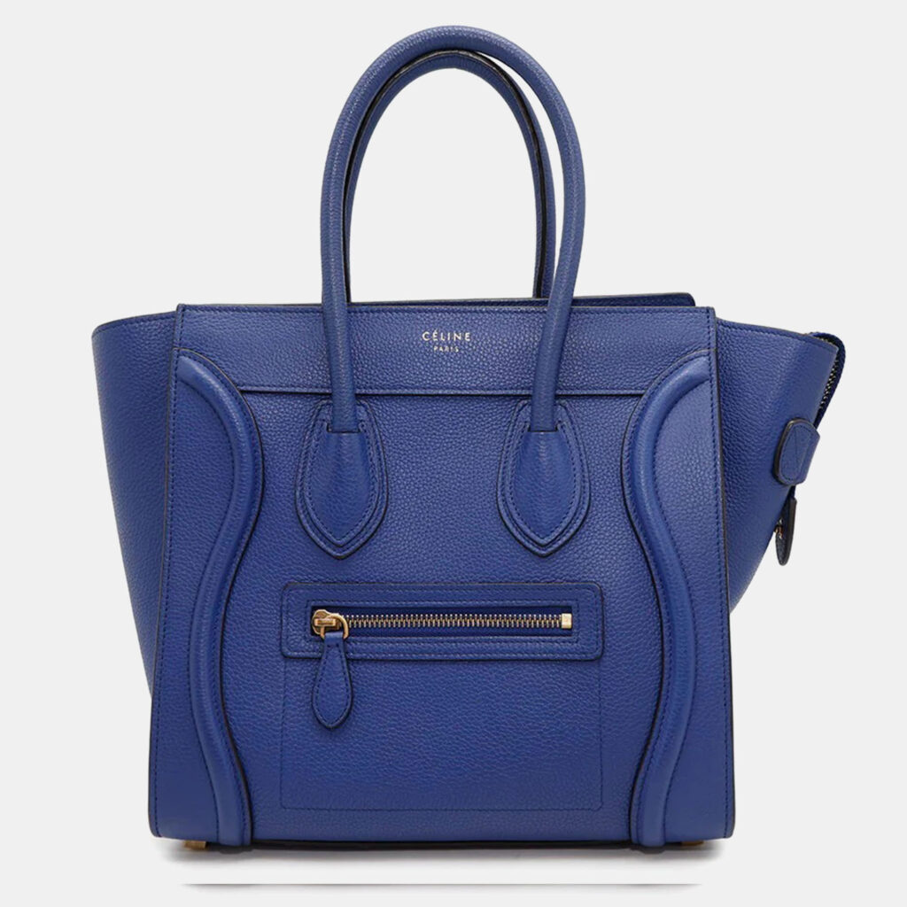 Celine Luggage Micro Blue Leather Tote Bag Celine Luggage Micro Blue Leather Tote Bag