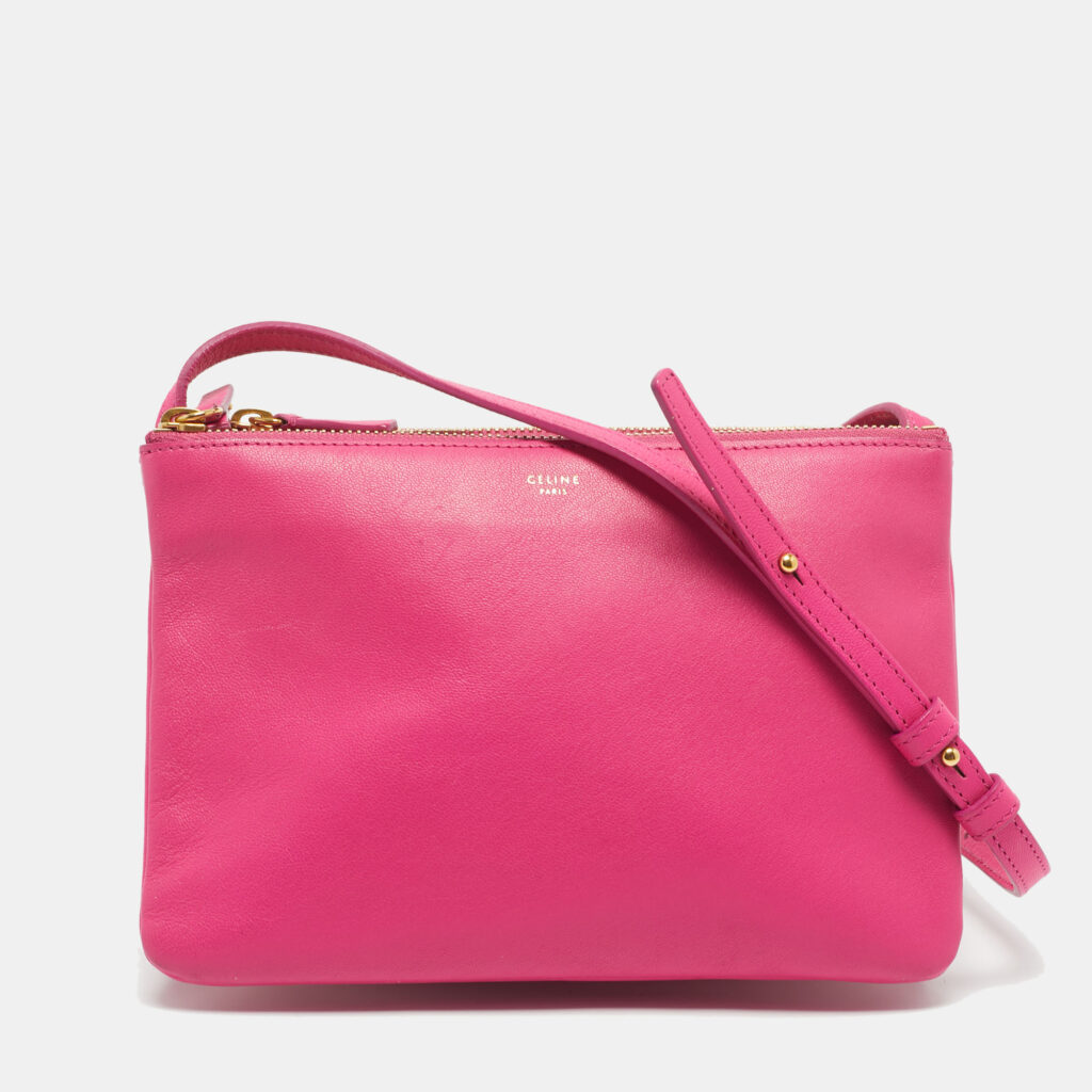 Celine Fuchsia Leather Small Trio Crossbody Bag Celine Fuchsia Leather Small Trio Crossbody Bag