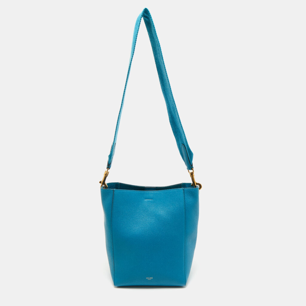 Celine Blue Leather Small Seau Sangle Bucket Bag Celine Blue Leather Small Seau Sangle Bucket Bag
