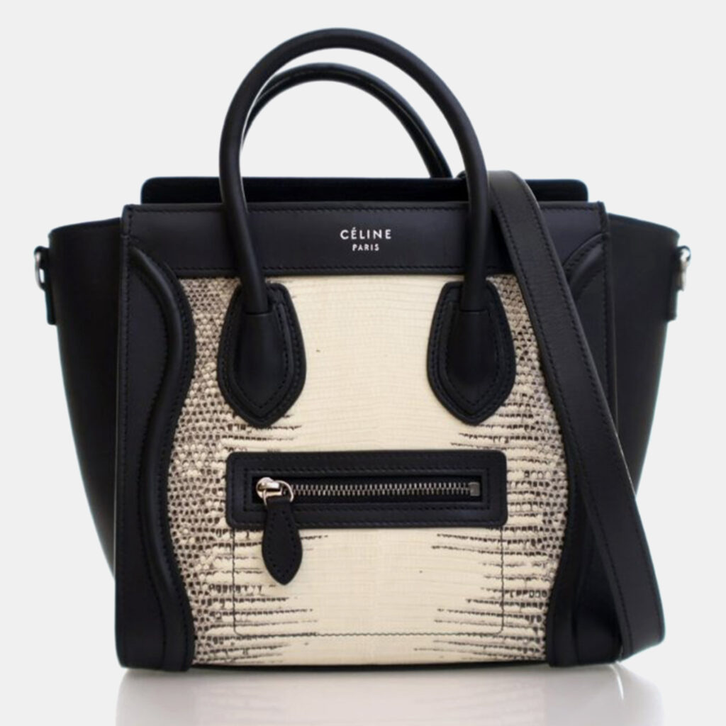Celine Luggage Nano Lizard Leather Tote Bag