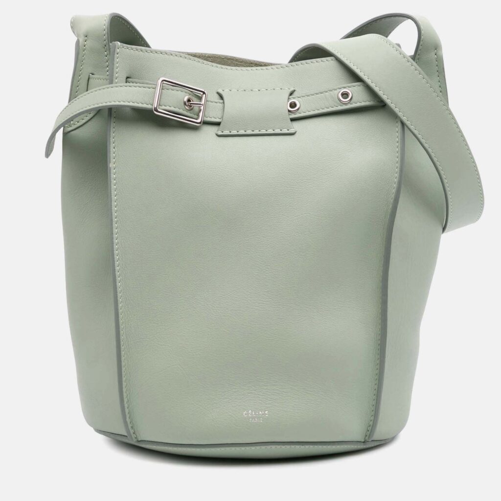 Celine Green Leather Big Bag Bucket Crossbody