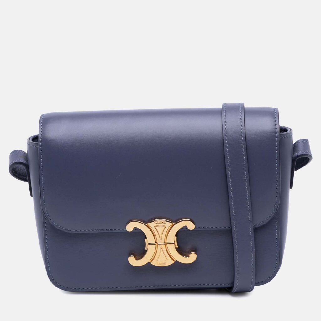 Celine Purple Teen Shiny Calfskin Triomphe Crossbody