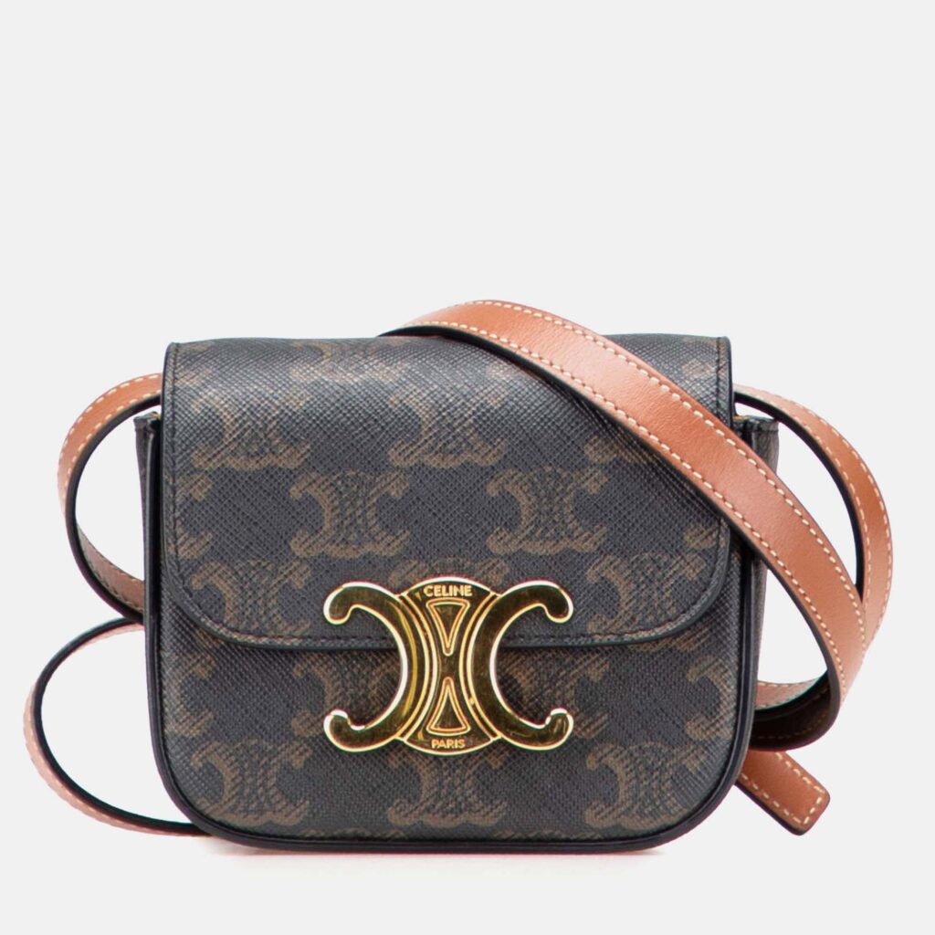 Celine Brown Mini Triomphe Coated Canvas Triomphe Crossbody Celine Brown Mini Triomphe Coated Canvas Triomphe Crossbody