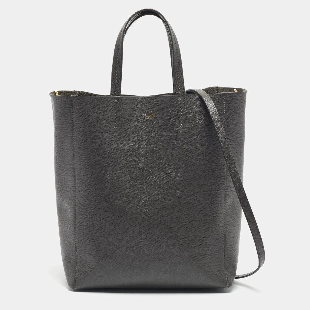 Celine Grey Leather Small Vertical Cabas Tote Celine Grey Leather Small Vertical Cabas Tote