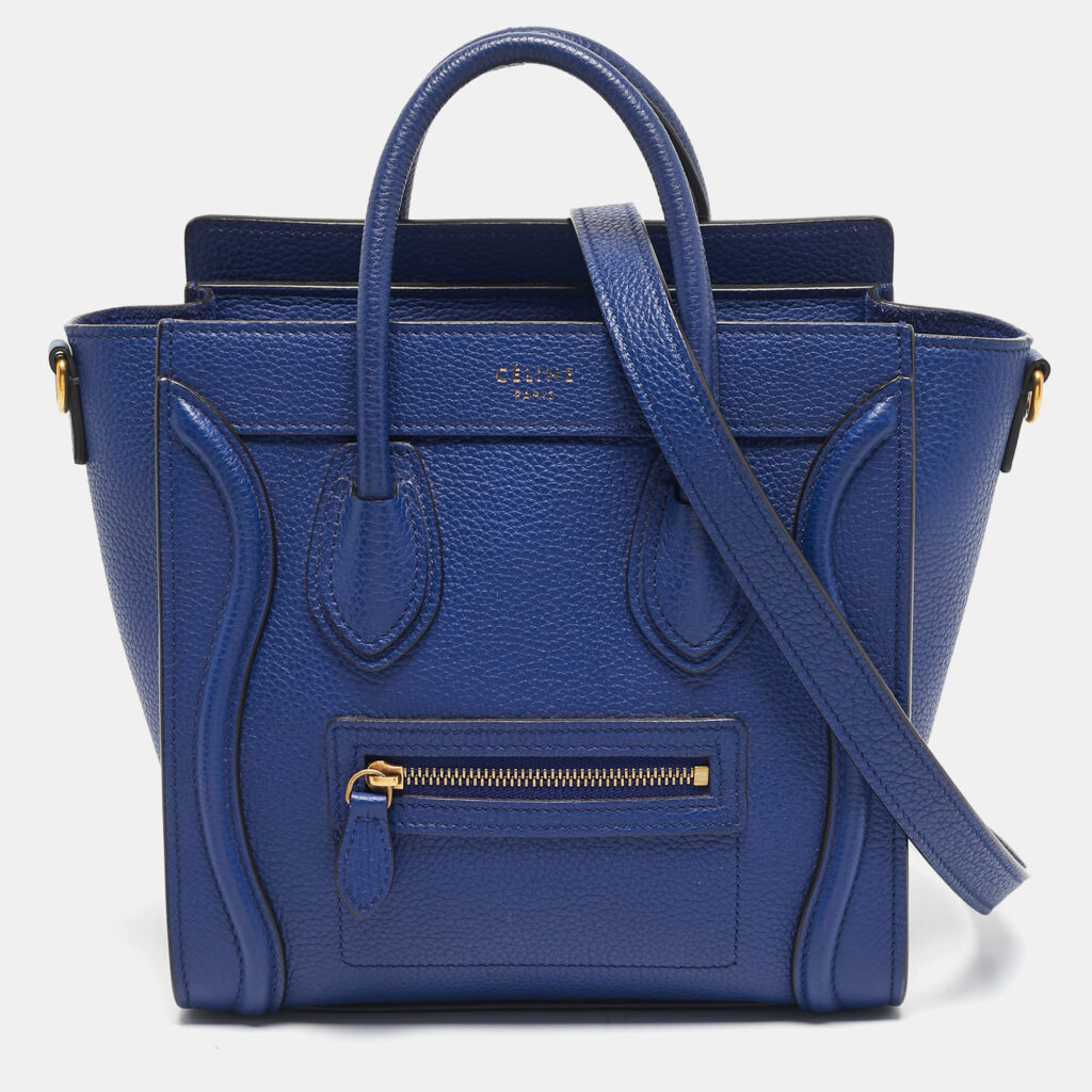 luxury-women-celine-used-handbags-p1193297-008-1.jpg Celine Blue Leather Nano Luggage Tote
