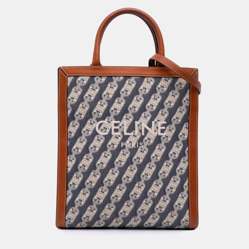 Celine Blue Small Triomphe Canvas Maillon Vertical Cabas Satchel Celine Blue Small Triomphe Canvas Maillon Vertical Cabas Satchel
