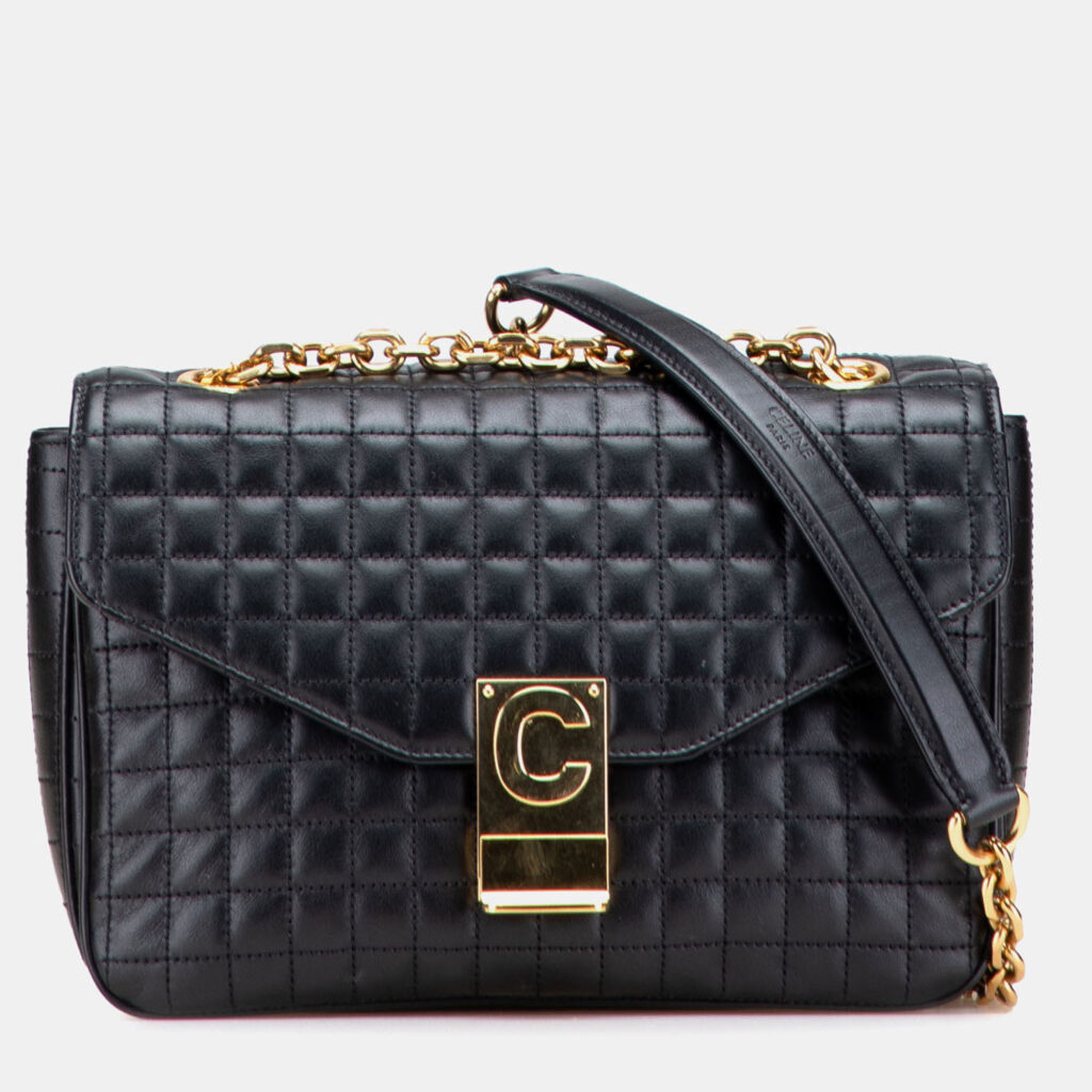 Celine Black Medium Quilted Calfskin C Crossbody Celine Black Medium Quilted Calfskin C Crossbody