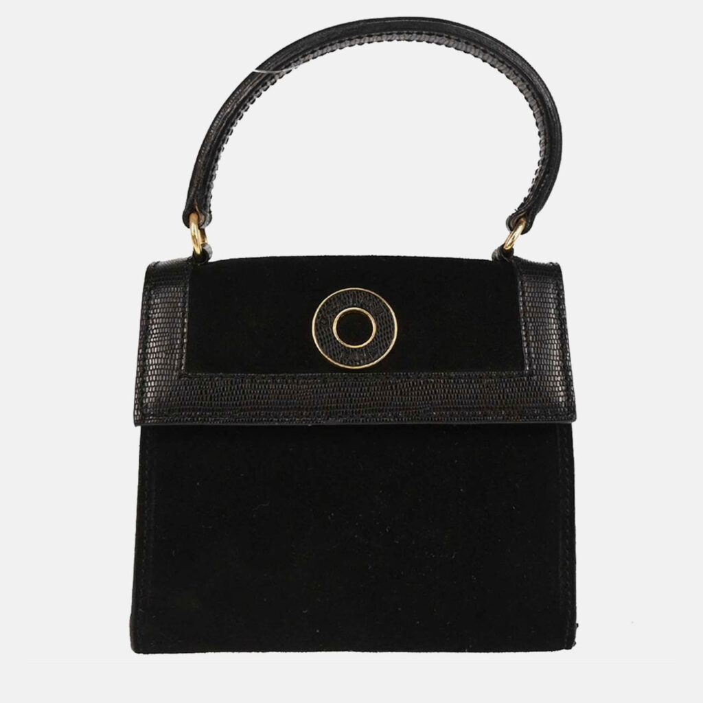 Celine Embossed Black Suede Leather Shoulder Bag Celine Embossed Black Suede Leather Shoulder Bag