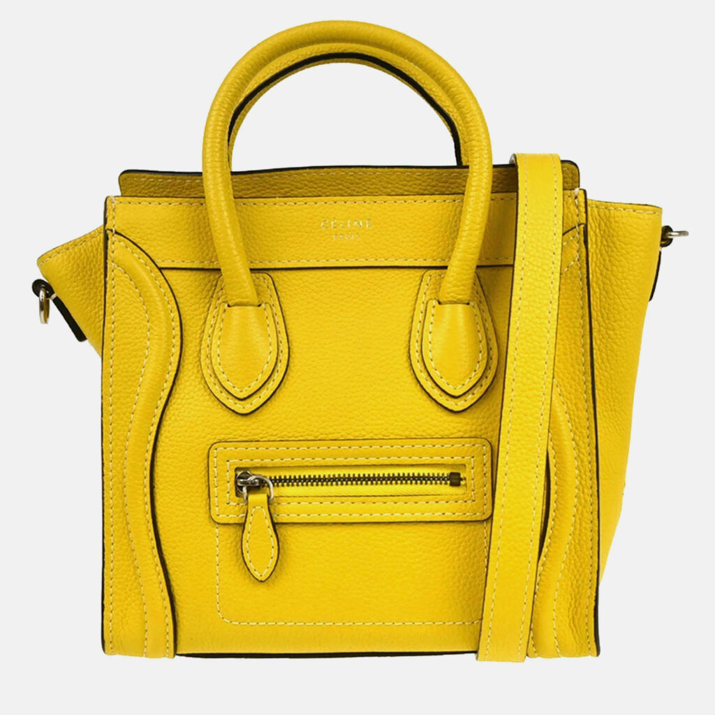 Celine Nano Luggage Yellow Leather Tote Bag Celine Nano Luggage Yellow Leather Tote Bag