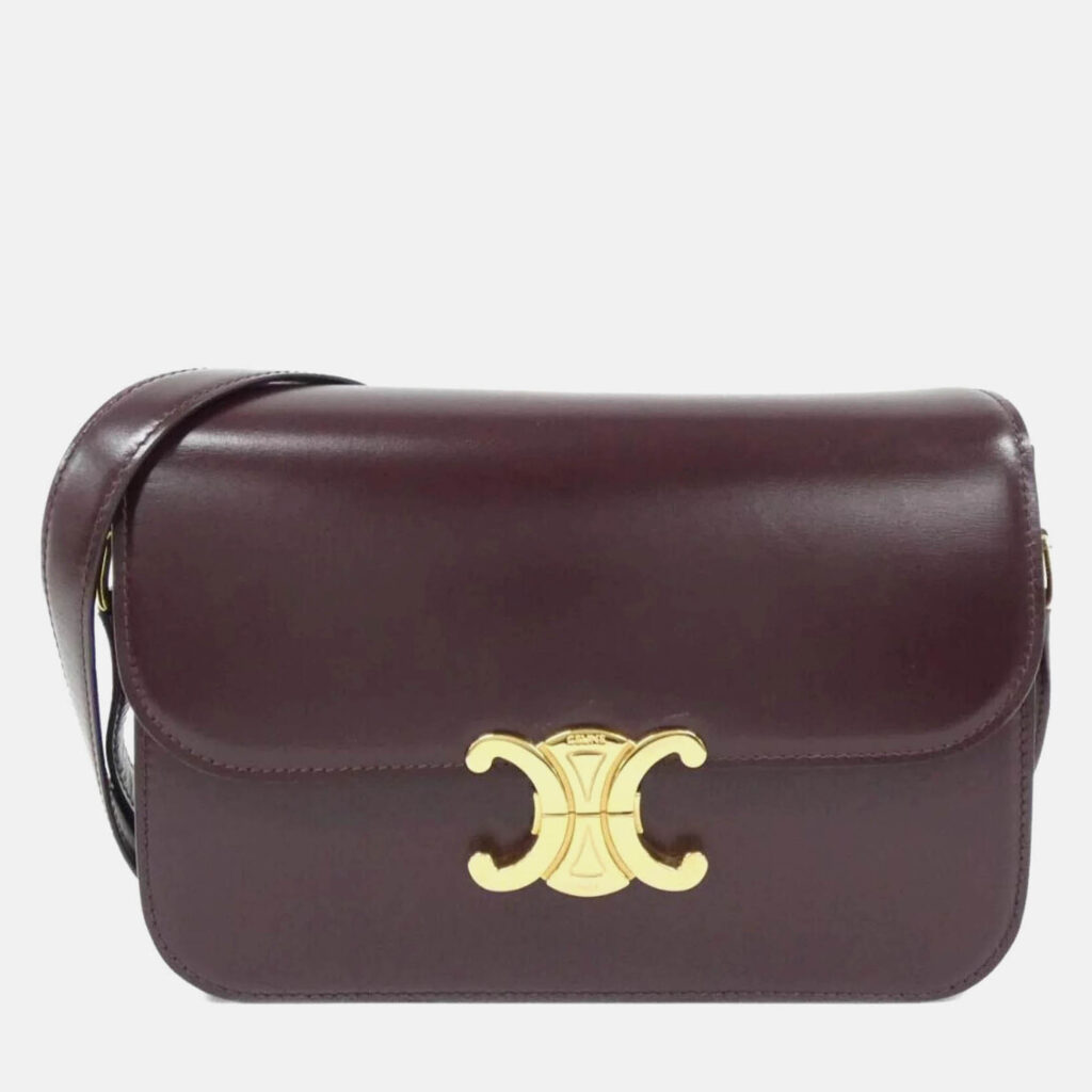 Celine Classic Triomphe Brown Leather Handbag