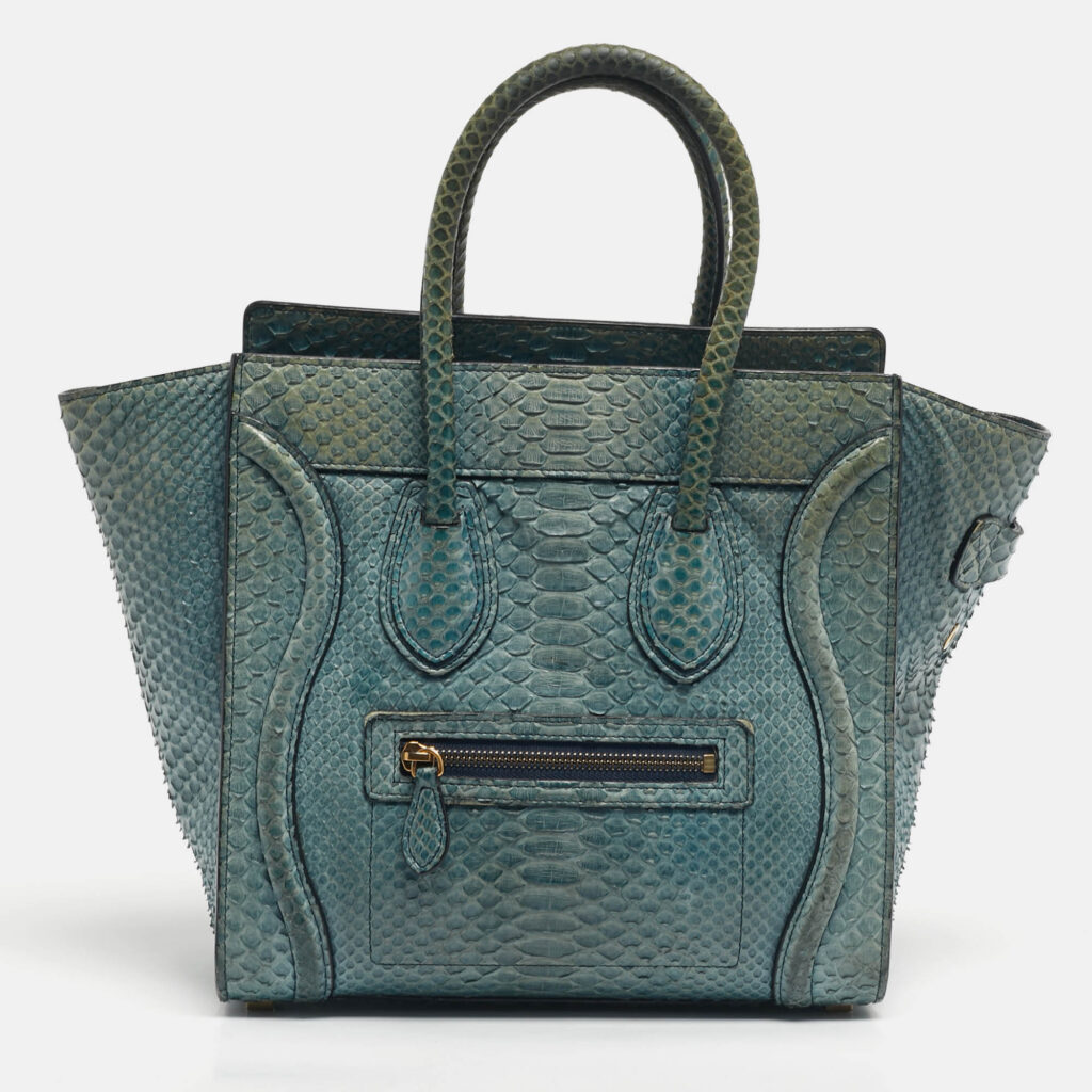 Celine Light Blue Python Micro Luggage Tote Celine Light Blue Python Micro Luggage Tote