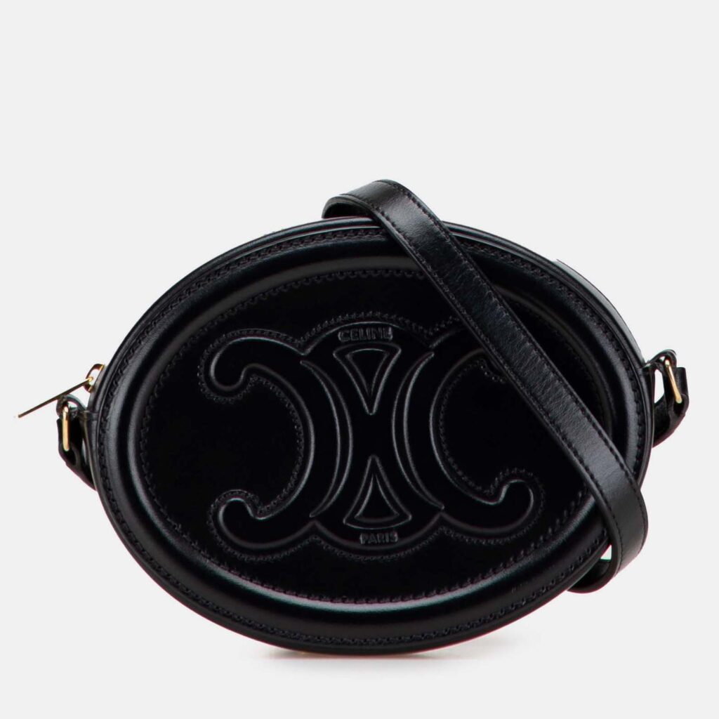Celine Small Calfskin Black Cuir Triomphe Oval Crossbody