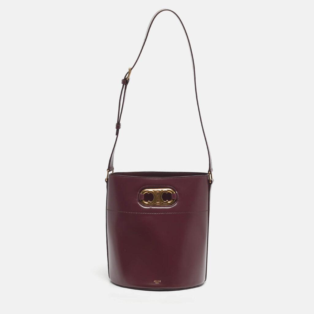 Celine Burgundy Leather Triomphe Maillon Bucket Bag Celine Burgundy Leather Triomphe Maillon Bucket Bag