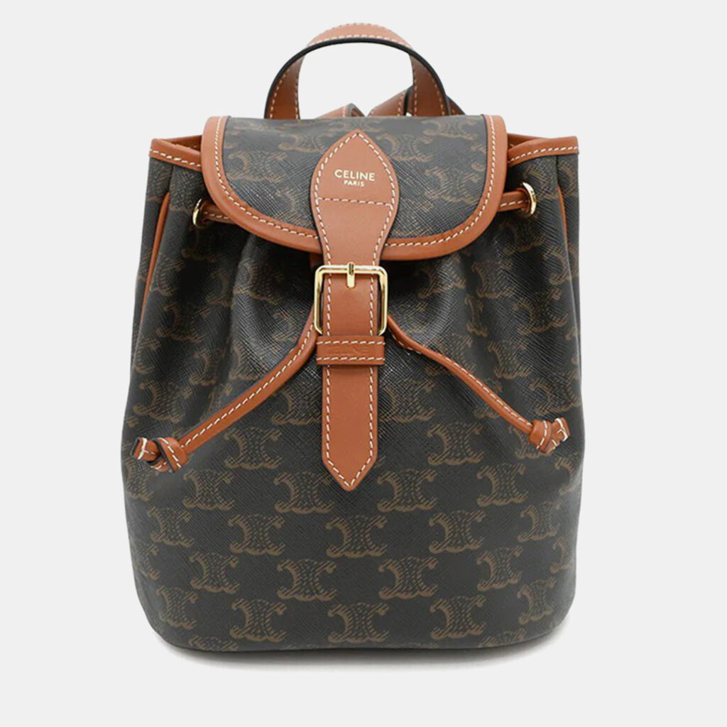 Celine Triomphe Falco Mini Tan PVC Calf Leather Backpack Celine Triomphe Falco Mini Tan PVC Calf Leather Backpack