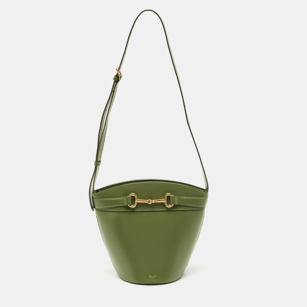 Celine Green Leather Crecy Bucket Bag