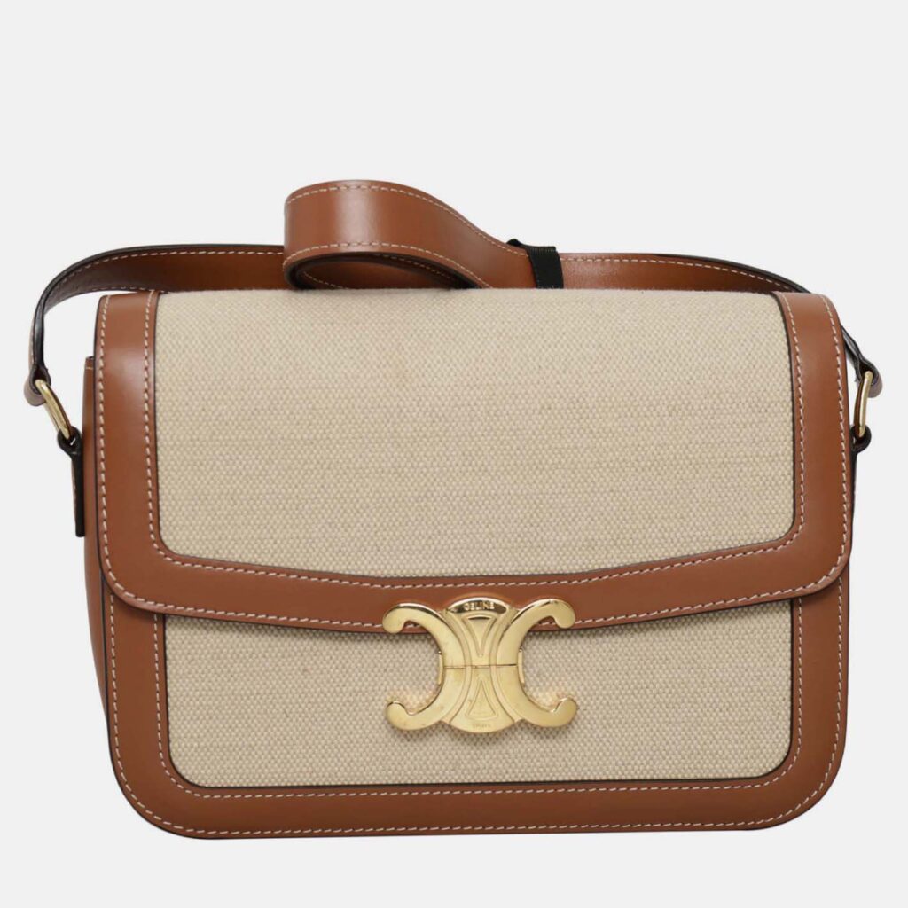 Celine Triomphe Classique Canvas Leather Crossbody Bag Celine Triomphe Classique Canvas Leather Crossbody Bag