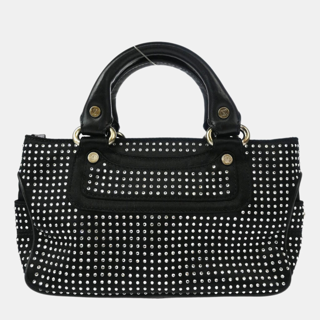 Celine Mini Boogie Black Satin Rhinestone Shoulder Bag Celine Mini Boogie Black Satin Rhinestone Shoulder Bag