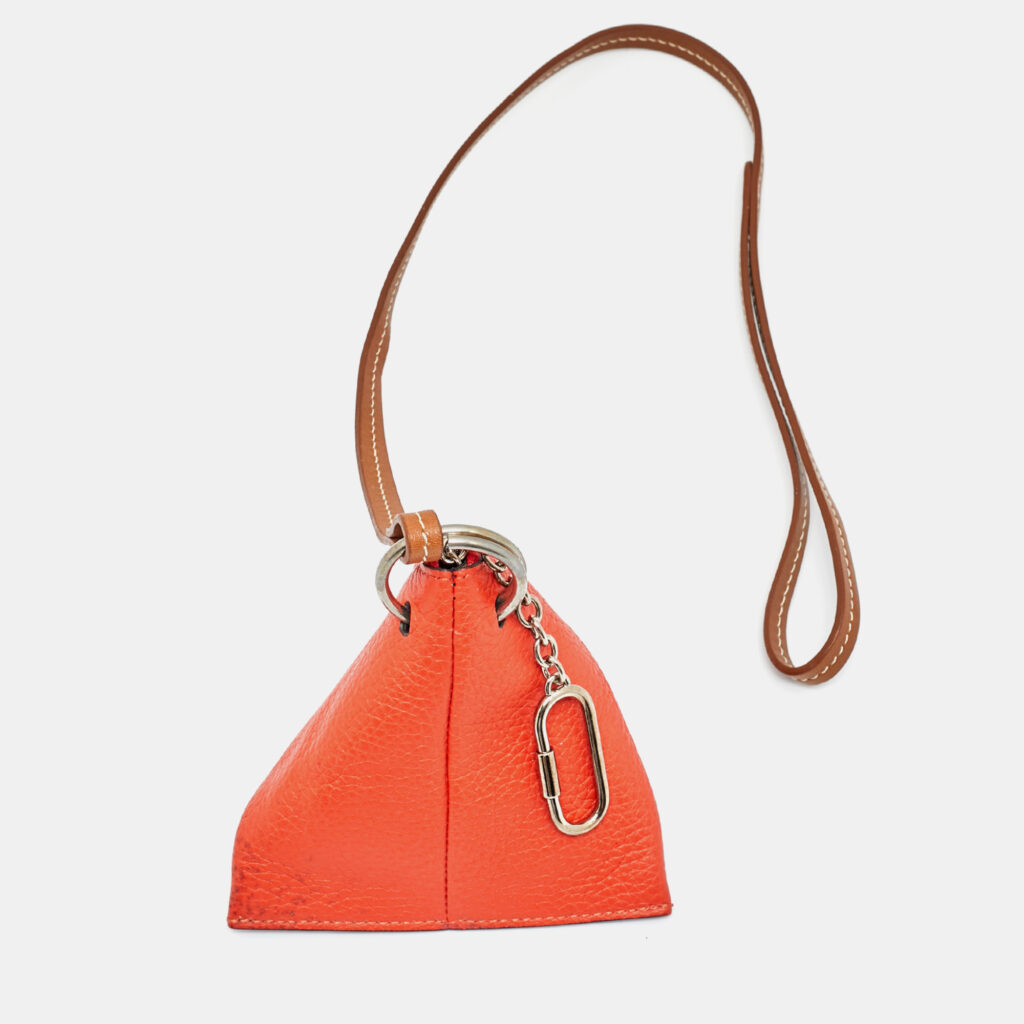 Celine Orange Leather Triangle Coin Purse Celine Orange Leather Triangle Coin Purse