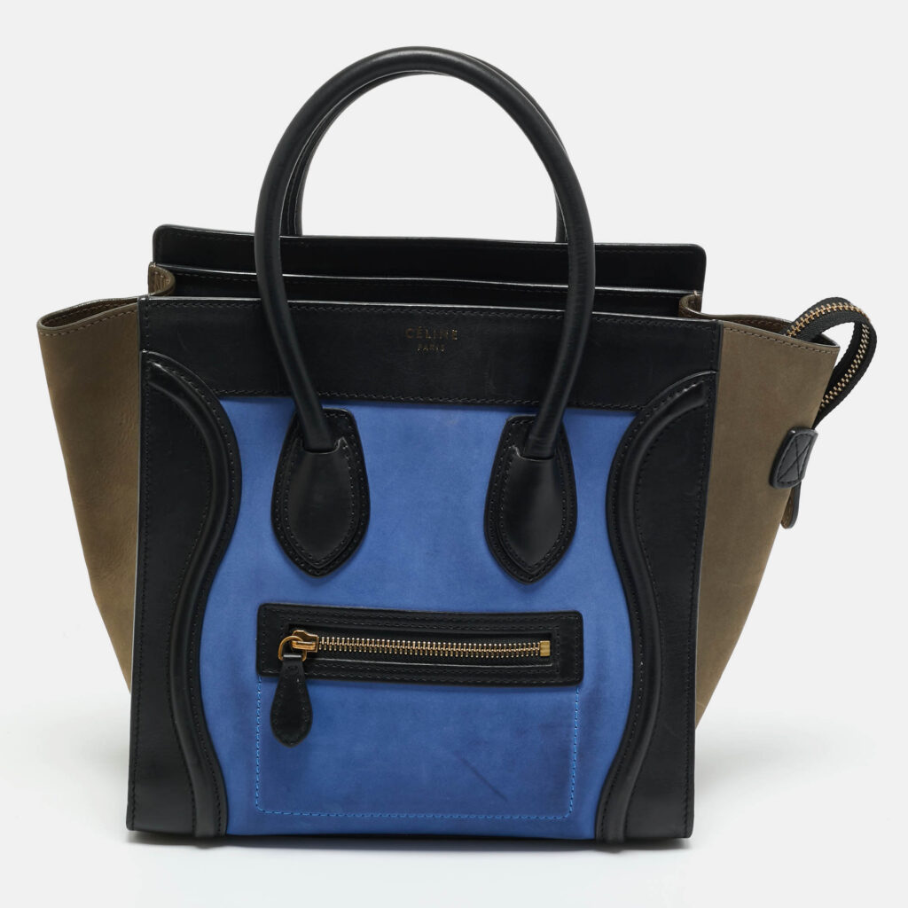 Celine Tricolor Nubuck and Leather Micro Luggage Tote Celine Tricolor Nubuck and Leather Micro Luggage Tote