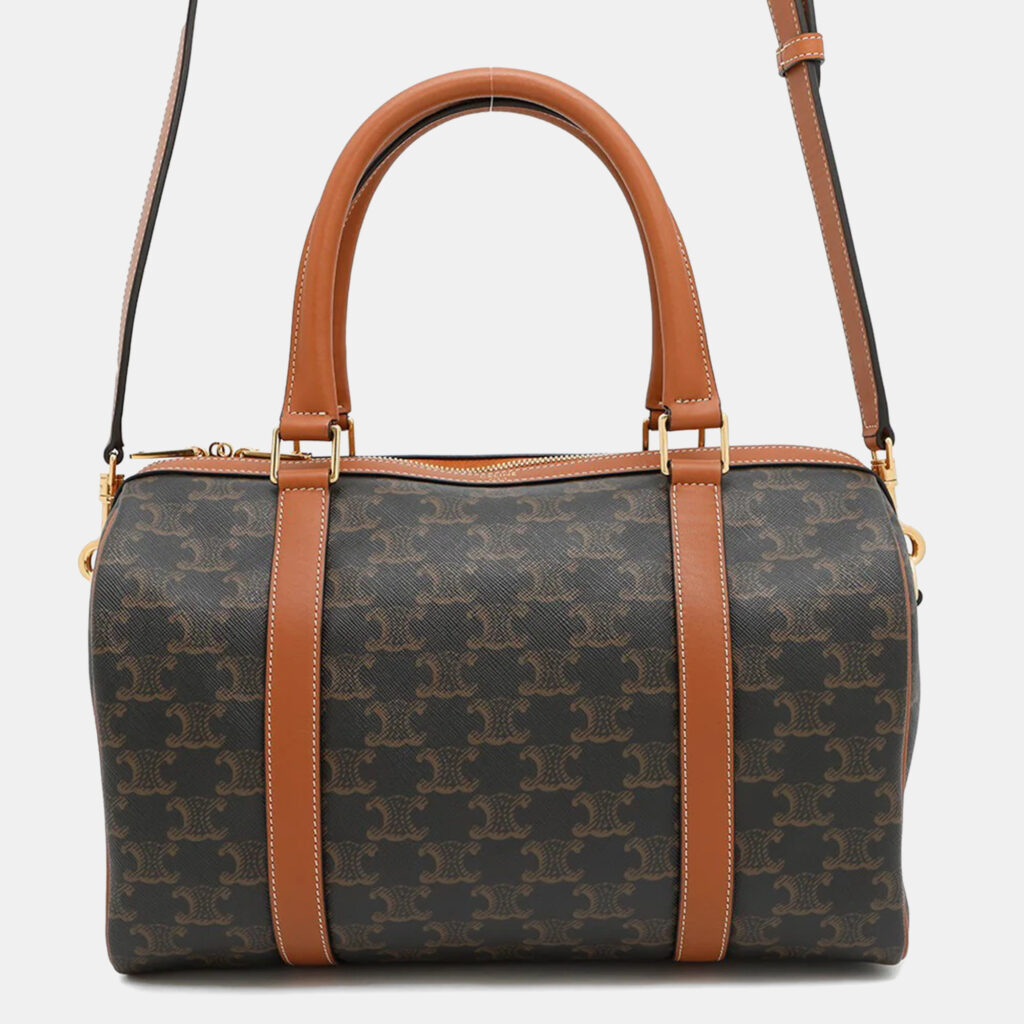 Celine Triomphe Mini Tan PVC Leather Boston Bag